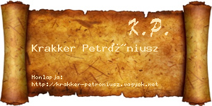 Krakker Petróniusz névjegykártya